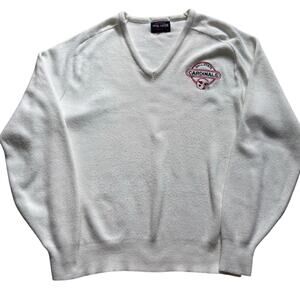 Ball State Cardinals Vintage Pine State Football Helmet V-Neck Sweater White L